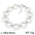 Bracciale a catena con cerchi cavi in acciaio inossidabile argento da 190mm - Stile Lucido Liscio / Color Acciaio (KB210103-Z)