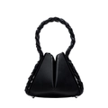 Elegante borsa a mano nera a triangolo con manico intrecciato e finitura in pelle - Nero