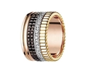 Classic multi-layer ring in 18K rose gold and black ceramic with diamond accents - Style 14