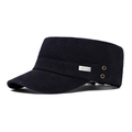 Classic navy cotton cadet cap featuring breathable metal eyelets and a branded side plate - Adjustable / Navy Blue
