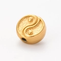Golden stainless steel round bead with engraved Tai Chi Yin Yang symbol for DIY jewelry - 4# Tai Chi Yin Yang / Gold