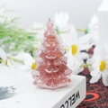 Mini sapin de Noël rose translucide en résine pour décoration de table effet cristal - 40 Quartz fraise