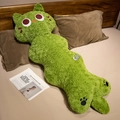 Long green cartoon cat plush body pillow with soft paw embroidery and large round eyes - Green Cat / 90cm