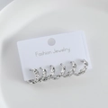 Juego de pendientes de plata S925 con seis aros plateados y detalles de cristal fino - Set de 3 pares / Plateado (E612)
