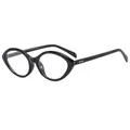 Retro black cat eye sunglasses for women with three metal studs and thick frames - Black Frame Clear Lenses