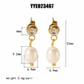 Detailed view of French style pearl earrings with size dimensions and weight specifications - French Pearl Stud Earrings (YYE023467)