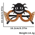 Orange glitter Halloween party glasses with black spider design and size dimensions - Gold Web Small Spider