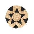 Handwoven Nordic rattan wall decor in natural straw color with black geometric star pattern - Type E (Black Geometric Star)