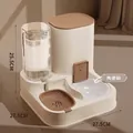 Beige and brown automatic pet feeder and waterer set featuring a premium ceramic bowl - Ceramic Style / Brown