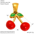 Detaillierte Größenmessung eines 16mm Kirsch-Anhängers aus 18K vergoldetem Stahl - Kirschform - Standard (SP893G)