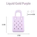 Mini bolso de playa de EVA lavanda con agujeros, medidas 21 cm de alto y 17 cm de ancho - Púrpura Claro