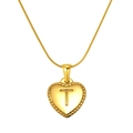 Gold plated stainless steel heart necklace with letter T pendant and snake chain - Heart Letter T (S-P151-T)