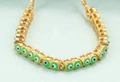Bracciale dorato regolabile con perline occhio greco verdi e finitura in smalto - Verde