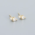 925 sterling silver gold plated stud earrings with double cubic zirconia stones - 925 Silver / Gold