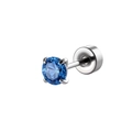 Zilveren oorknopje met een ronde blauwe zirkoon van 4mm in een klassieke vierpootzetting - 4mm Zirkonia (A479-5) / Gletsjerblauw (Enkel)
