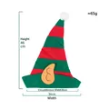 Rot-grün gestreifte Weihnachts-Elfenmütze mit großen Ohren und weißem Bommel - Elfenmütze mit Ohren Erwachsene