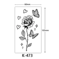 Minimalist black rose and butterfly temporary tattoo sticker with heart details model K-473 - K-473-Flower & Butterfly