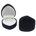 Black velvet heart-shaped ring box with soft flocking finish for jewelry storage - White / High-grade Small Heart Ring Box / Black