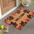 Paillasson Welcome avec feuilles d'érable orange devant une entrée en pierre - 50*80cm / Welcome Maple-5
