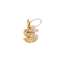 Macro shot of 18K gold plated S-letter pendant with sparkling zircon inlay for DIY jewelry - Letter S Pendant