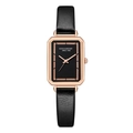 Orologio vintage da donna al quarzo con cinturino in pelle nera e cassa rettangolare oro - Quadrante Nero 1985 Cinturino Nero