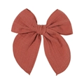 5.4-inch vintage brick red jacquard cotton bow hair clip with textured fabric finish - Brick Red (64)