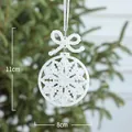 White Christmas snowflake ornament with glitter finish and bow, 11cm x 8cm size detail - White Snowflake