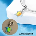 Luminous sea turtle bead charm in colorful finish with night glow effect for DIY bracelets - Golden Beach Turtle