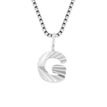 Silver stainless steel box chain necklace with textured letter G pendant - G-Steel Color