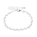 Sparkling silver wavy rhinestone anklet with adjustable lobster clasp on white background - Minimalist Silver Style
