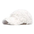 Berretto da baseball bianco in finta pelliccia pelosa con tesa curva per l'inverno - Regolabile / Bianco Sporco