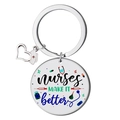 Dettaglio portachiavi in acciaio inossidabile con stampa a tema infermiera e ciondolo cuore - Stile Nurses MAKE IT better (E款)