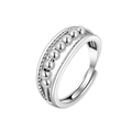 Bague d'anxiété minimaliste en argent S925 avec perle tournante et anneau ajustable - Ouvert Réglable / Or Blanc