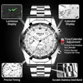 Montre d'affaires en acier inoxydable argenté avec cadran blanc et chronographes - Bracelet Argent Prestige Cadran Blanc