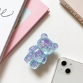 Supporto per telefono a forma di orso 3D con sfumatura laser e glitter - Blu Chiaro (Glitter Laser)