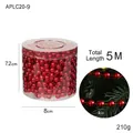 Red metallic Christmas bead garland 5m in cylindrical box for holiday tree decor - 1CM Red Bead Chain (5M Length)