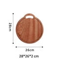 Round ebony wood baby cutting board with handle and juice groove, 28x26x2 cm size - Creative Round Board 28*25.5*2cm