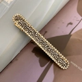 Funkelnde graue Kristall-Haarspange mit goldener Basis und weißen Strasssteinen auf Magazin - Stil 2558 / Grau (Krallenkette)