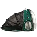 Expandable dark green pet space capsule backpack with transparent bubble and mesh back - Dark Green with Black Extension