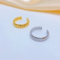 Minimalist wheat pattern open ring in polished gold and silver finish on silk - Ring / Steel