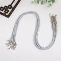 Grey wax cord necklace with silver lobster clasp and extension chain for pendants - Light Gray