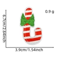 Detail view of candy cane embroidery patch with green bow and dimensions shown - Christmas Patch 3# (Candy Cane)