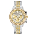 Luxurious two-tone silver and gold watch fully iced out with sparkling crystals - Gold-Silver White