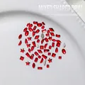 Mix of 100pcs bright red crystal flatback rhinestones for nail art in various shapes - Approx. 100 Pcs / Red