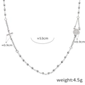 Collana rosario argento con croce e medaglia religiosa, lunghezza della catena 53 cm - Stile P1926 / Color Acciaio