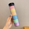 Colorful high elasticity hair tie set in a clear cylindrical plastic storage container - 20 Pieces in Jar / 5# Spring Colors