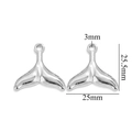 Silver stainless steel whale tail pendant with dimensions 25.5mm x 25mm for jewelry making - Steel Color Mermaid Tail-521