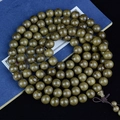 Golden Silk Nanmu 108-beads Buddhist bracelet with deep olive green wood grain - Straight Grain Green Material / 10mm*108 Beads