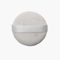 Borla de polvo redonda beige de 9cm en terciopelo suave con cinta blanca de seda - Blanco sin Bolsa / Blanco
