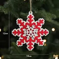 Red and white wooden snowflake ornament with twine rope hanging on Christmas tree branch - Red Type C